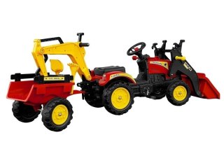 Traktor z Przyczepą i Łyżką na Pedały Benson Czerwony