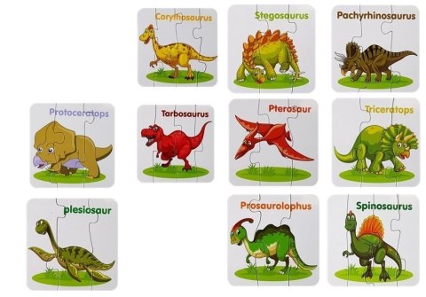 Puzzle Edukacyjne Dinozaury Angielski 10 Połączeń