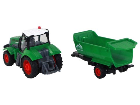 Zdalnie Sterowany Ciągnik Traktor R/C z Przyczepą 1:24 Światła Zielony