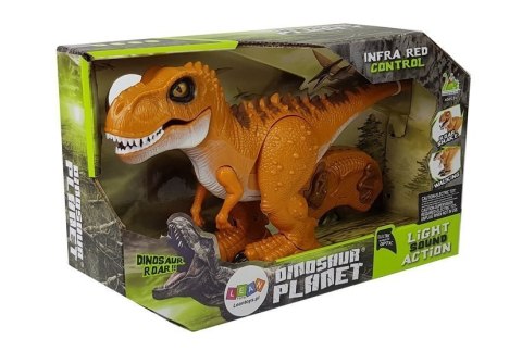 Dinozaur Zdalnie Sterowany R/C Brąz Dźwięk Światło Tyranozaur